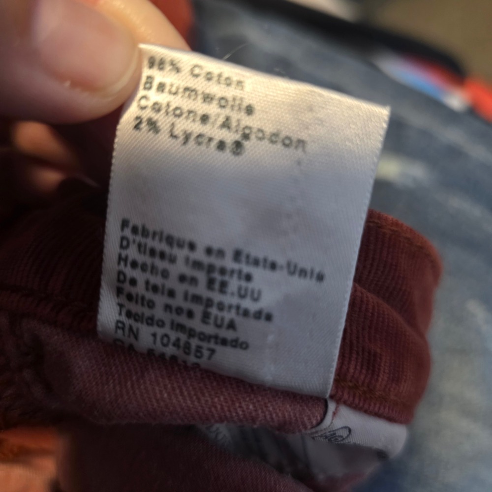AG Adriano Goldschmied The Stevie Slim Straight Corduroy Pants Rust Orange 30R - Picture 7 of 13